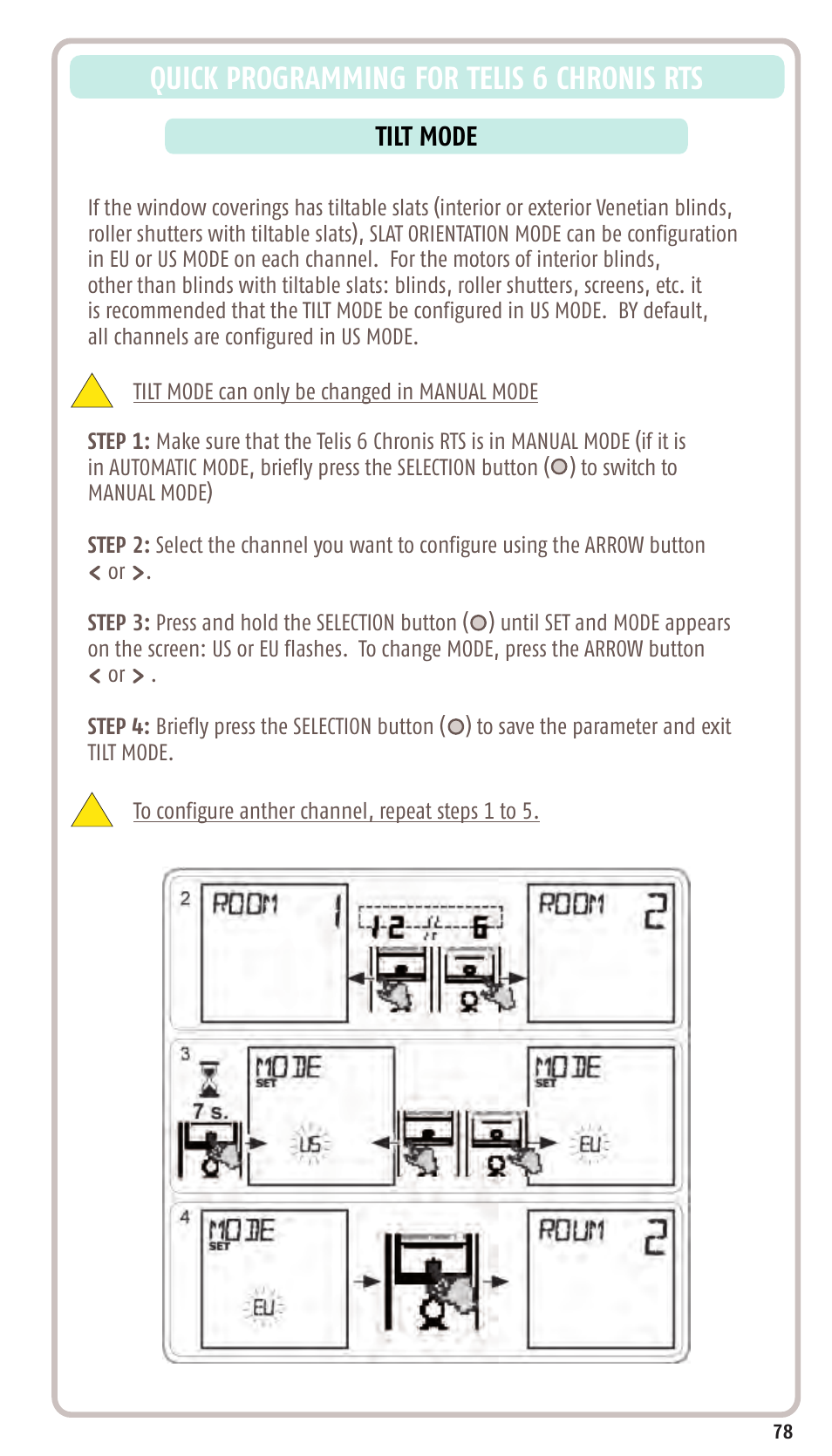 Quick programming for telis 6 chronis rts | SOMFY SONESSE 30 RTS User Manual | Page 81 / 93