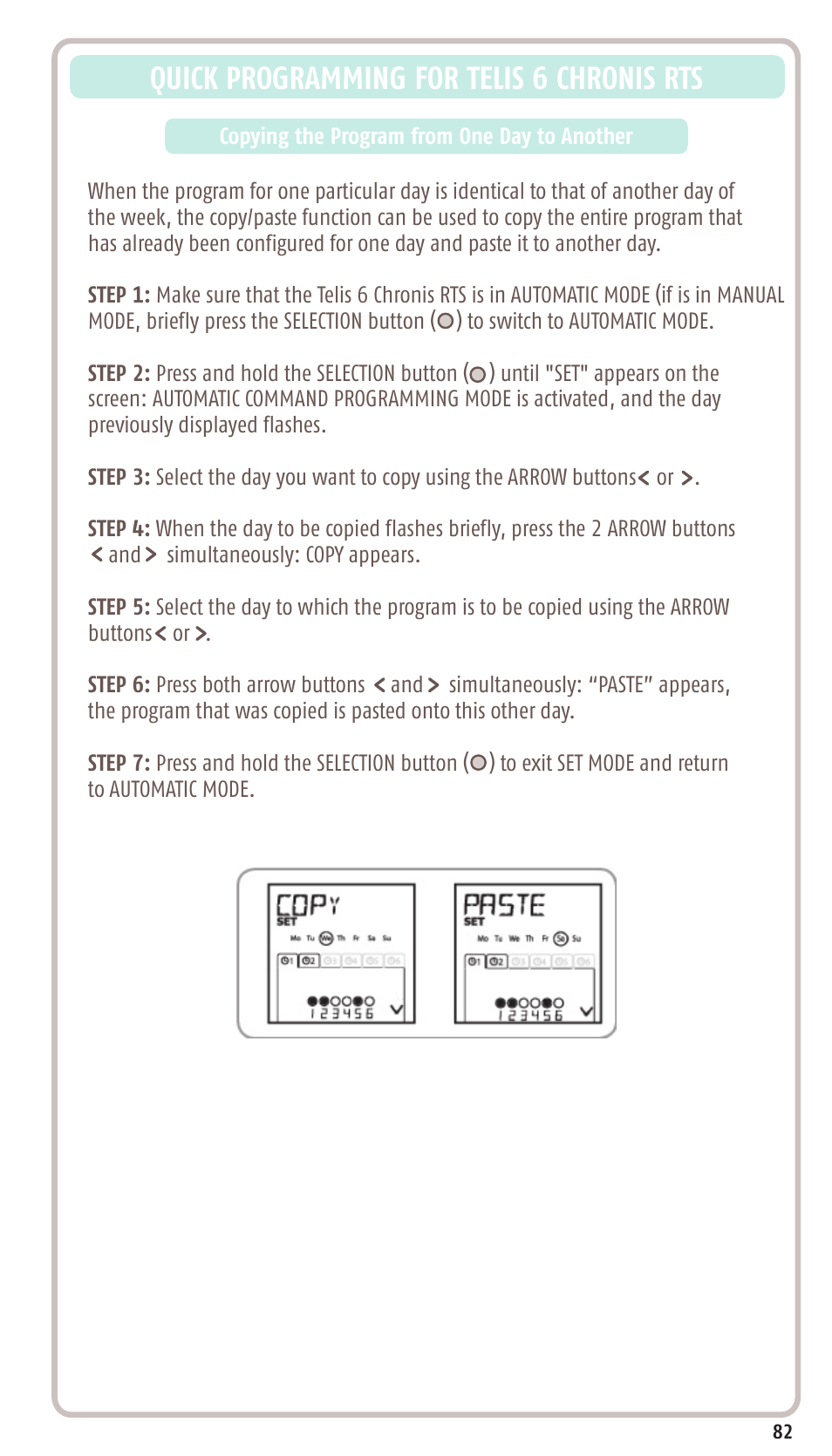 Quick programming for telis 6 chronis rts | SOMFY SONESSE 30 RTS User Manual | Page 85 / 93