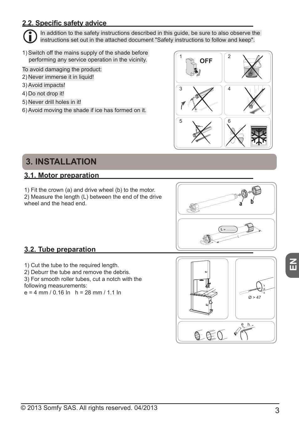 Installation | SOMFY SONESSE 50 RTS User Manual | Page 3 / 12