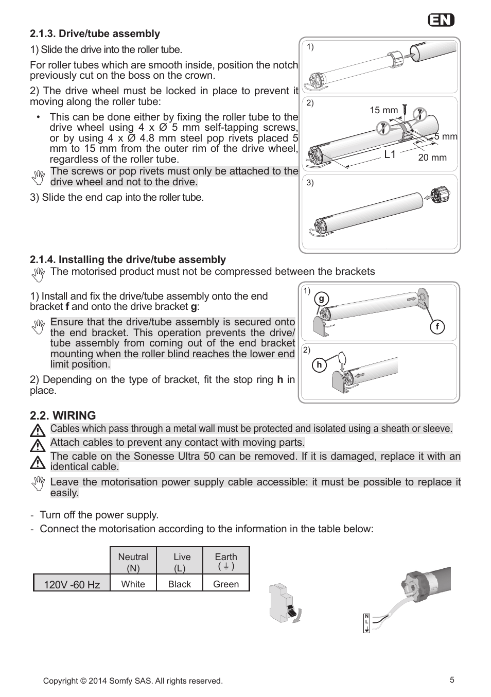 E h e h | SOMFY Sonesse Ultra 50 RS485 User Manual | Page 5 / 12