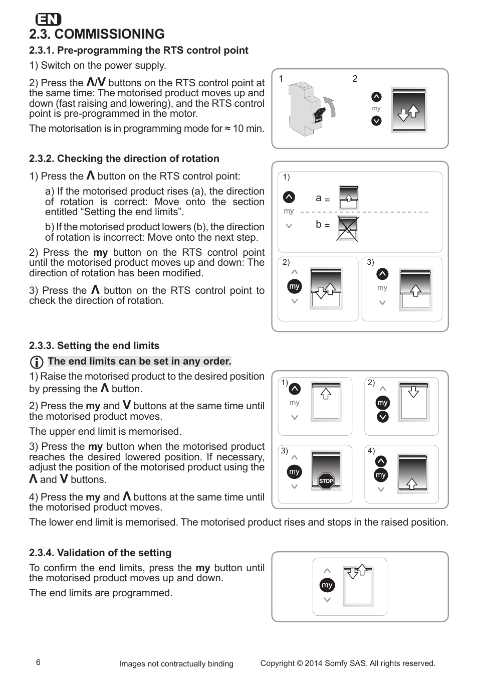 Commissioning | SOMFY Sonesse Ultra 50 RTS User Manual | Page 6 / 13