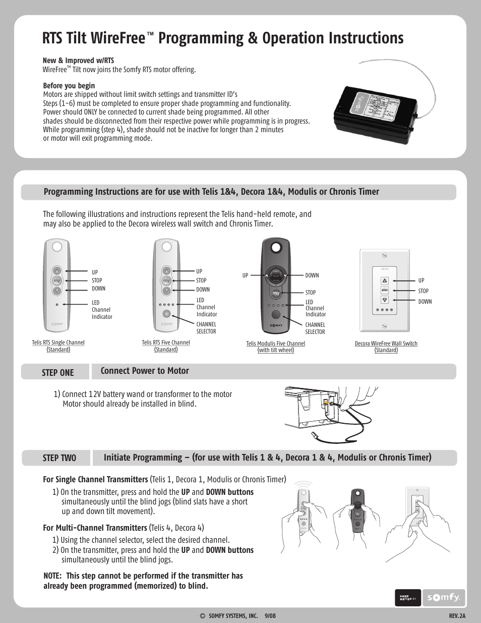 SOMFY TILT WIREFREE RTS User Manual | 8 pages