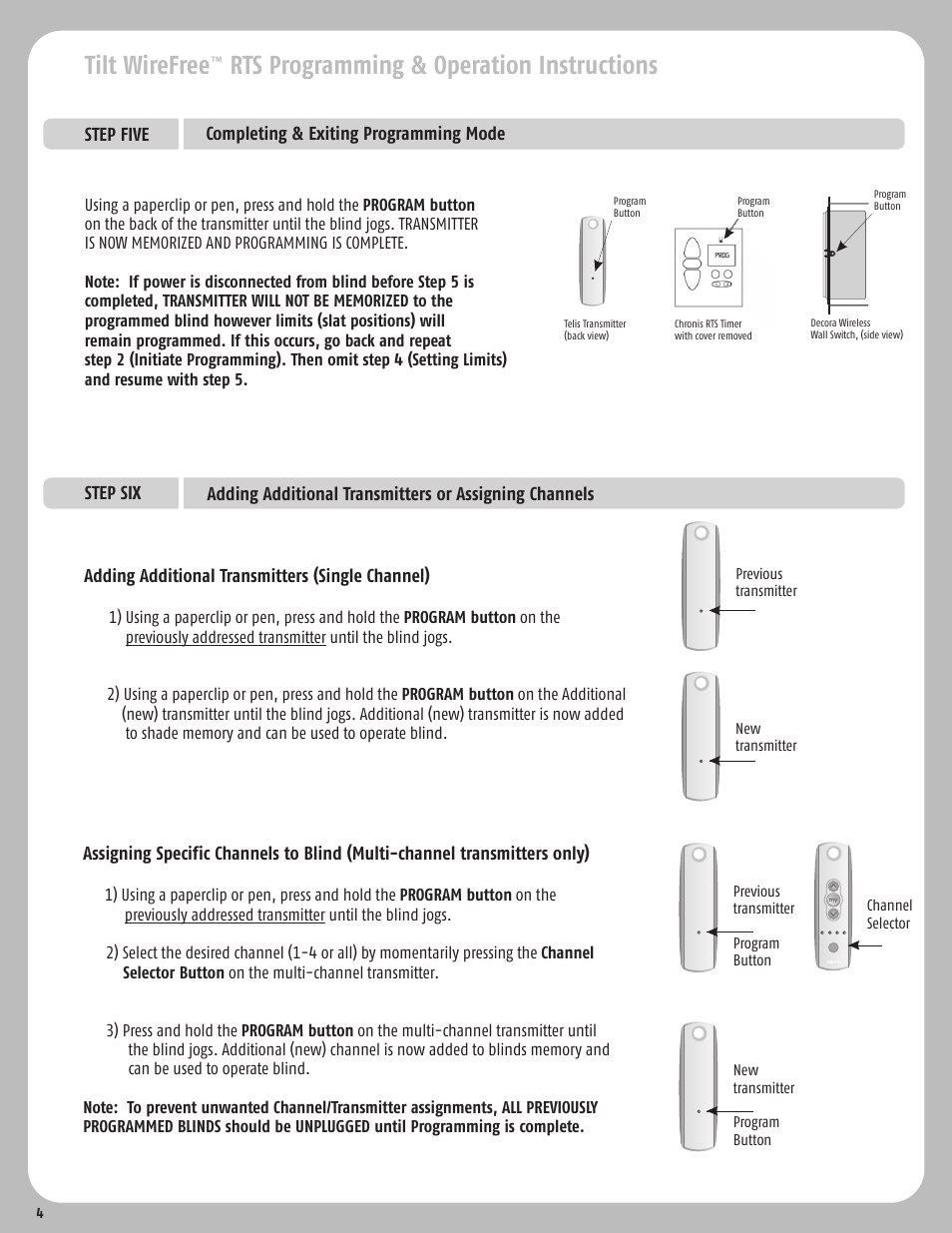 SOMFY TILT WIREFREE RTS User Manual | Page 4 / 8