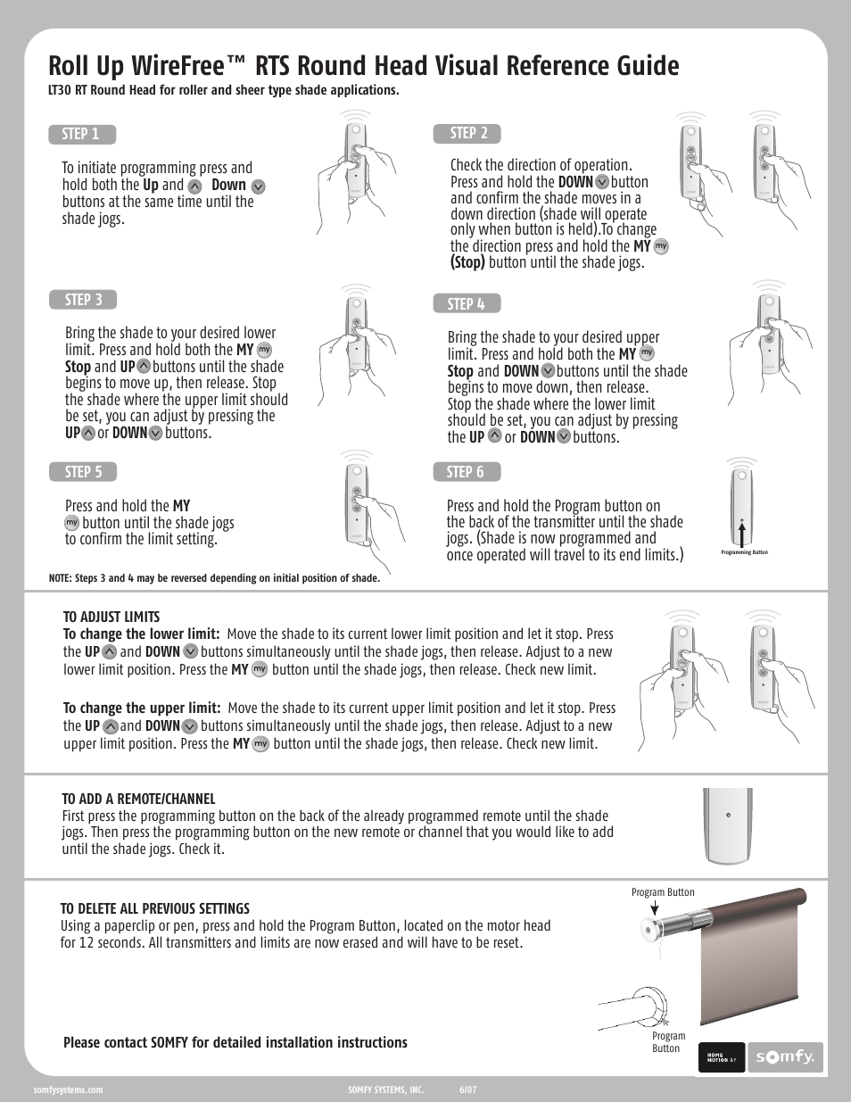 SOMFY ROLL UP WIREFREE LT30 RTS User Manual | 1 page