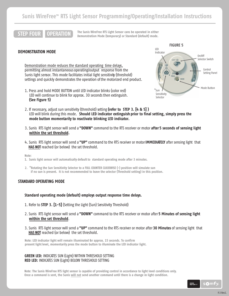 Step four operation | SOMFY SUNIS INDOOR WIREFREE RTS SUN SENSOR User Manual | Page 3 / 4