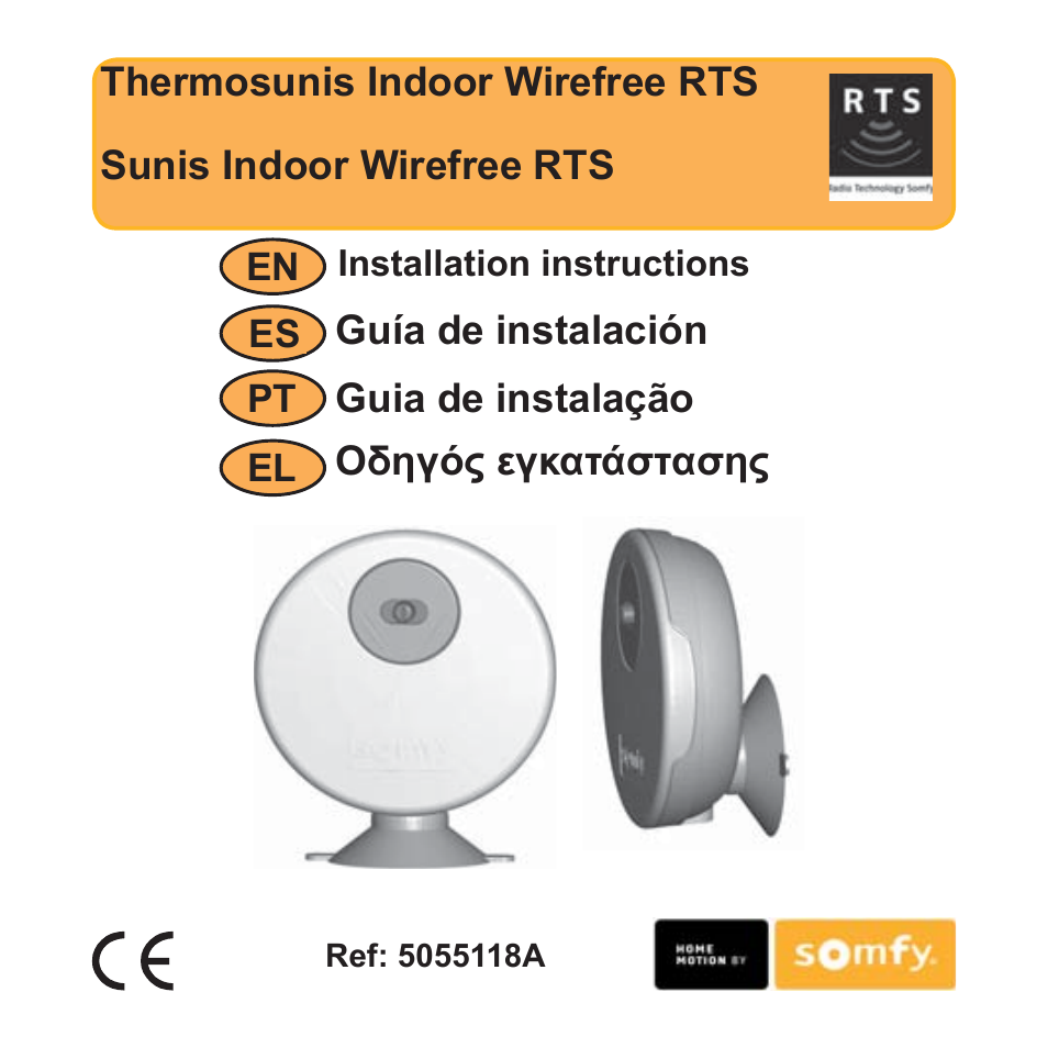 SOMFY THERMO SUNIS INDOOR WIREFREE RTS SUN SENSOR Installation User Manual | 64 pages