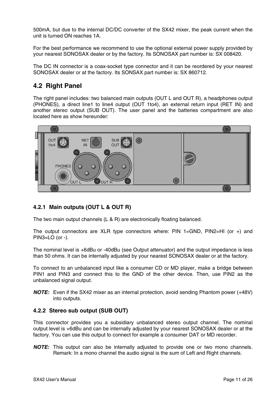 2 right panel | SONOSAX SX42 User Manual | Page 11 / 26