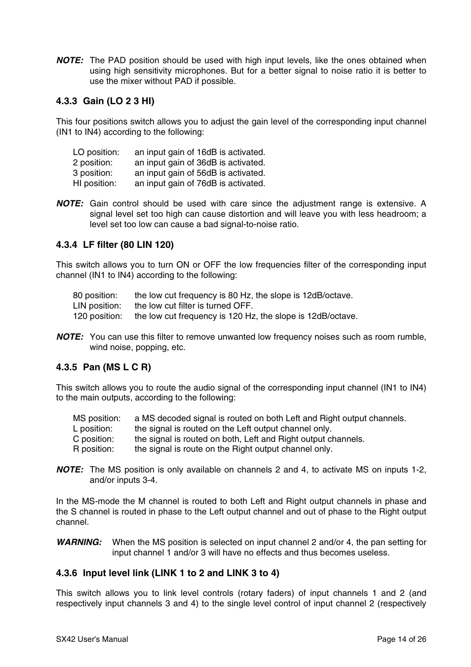 SONOSAX SX42 User Manual | Page 14 / 26