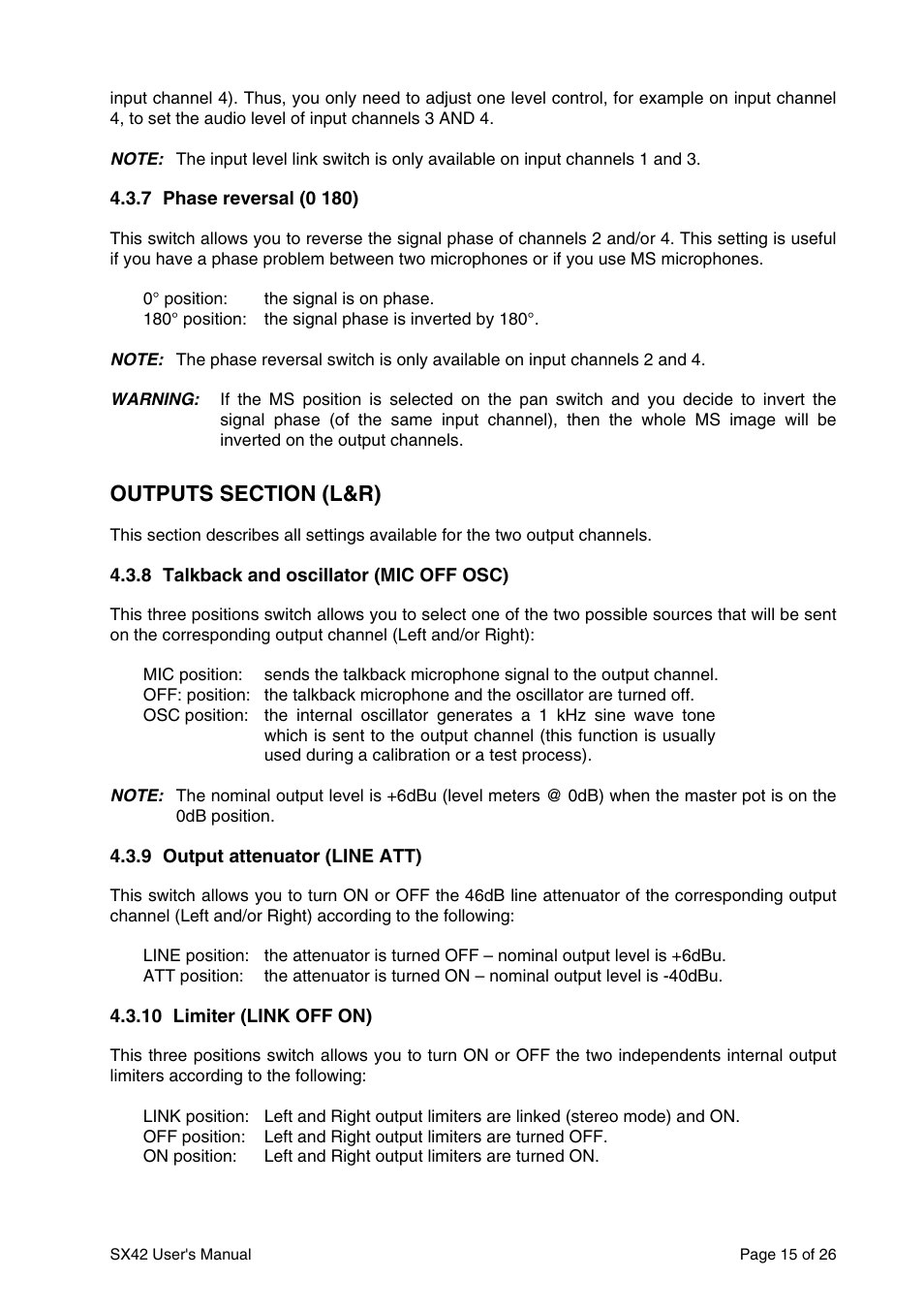 SONOSAX SX42 User Manual | Page 15 / 26