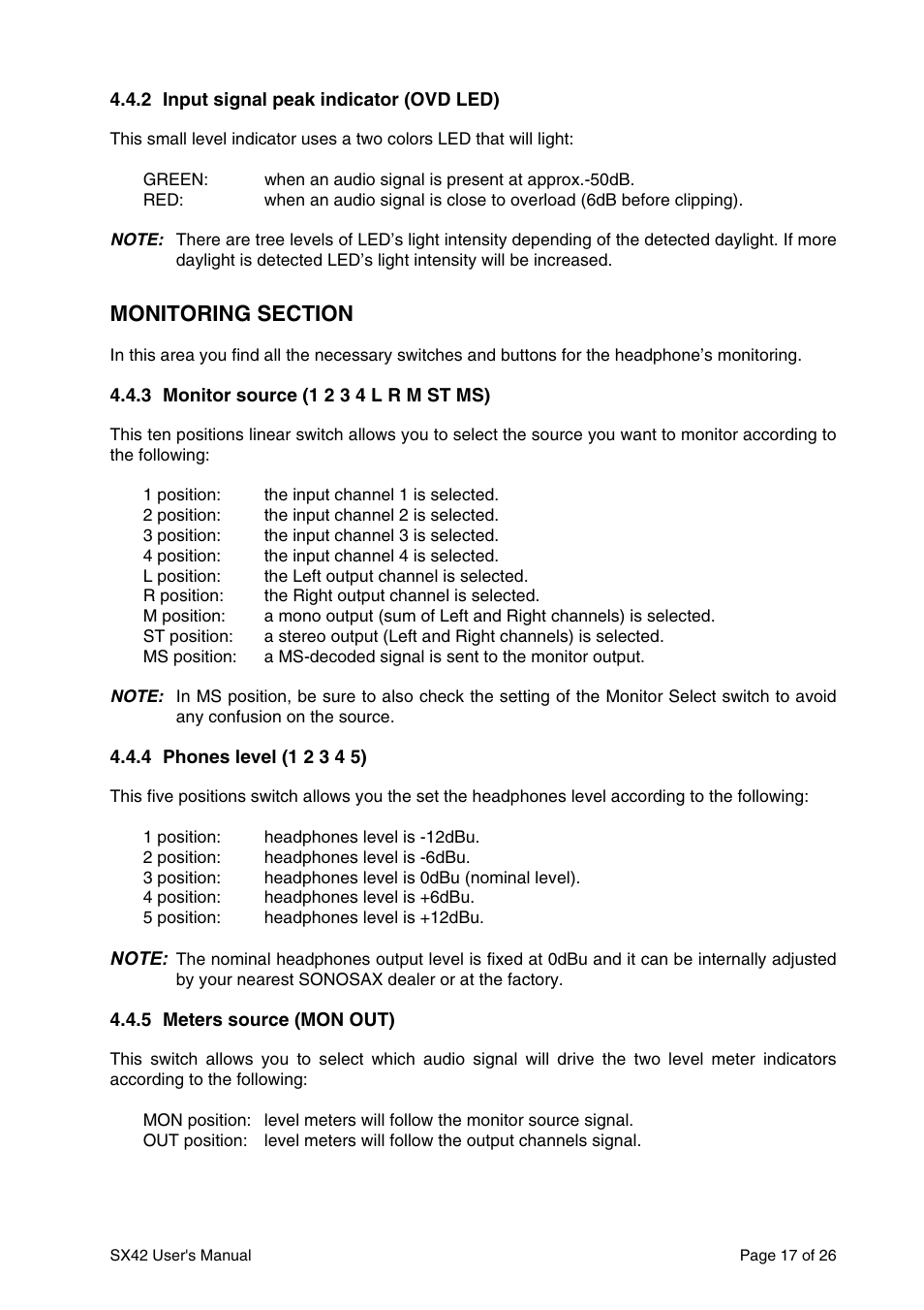 SONOSAX SX42 User Manual | Page 17 / 26