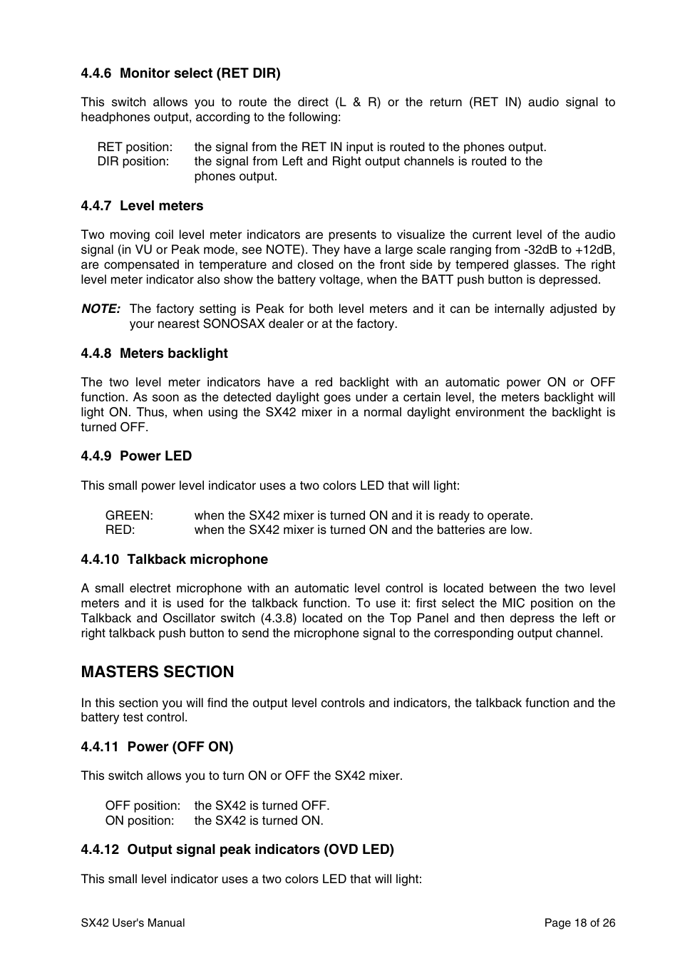 SONOSAX SX42 User Manual | Page 18 / 26