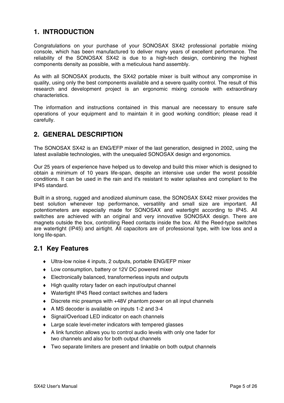 SONOSAX SX42 User Manual | Page 5 / 26