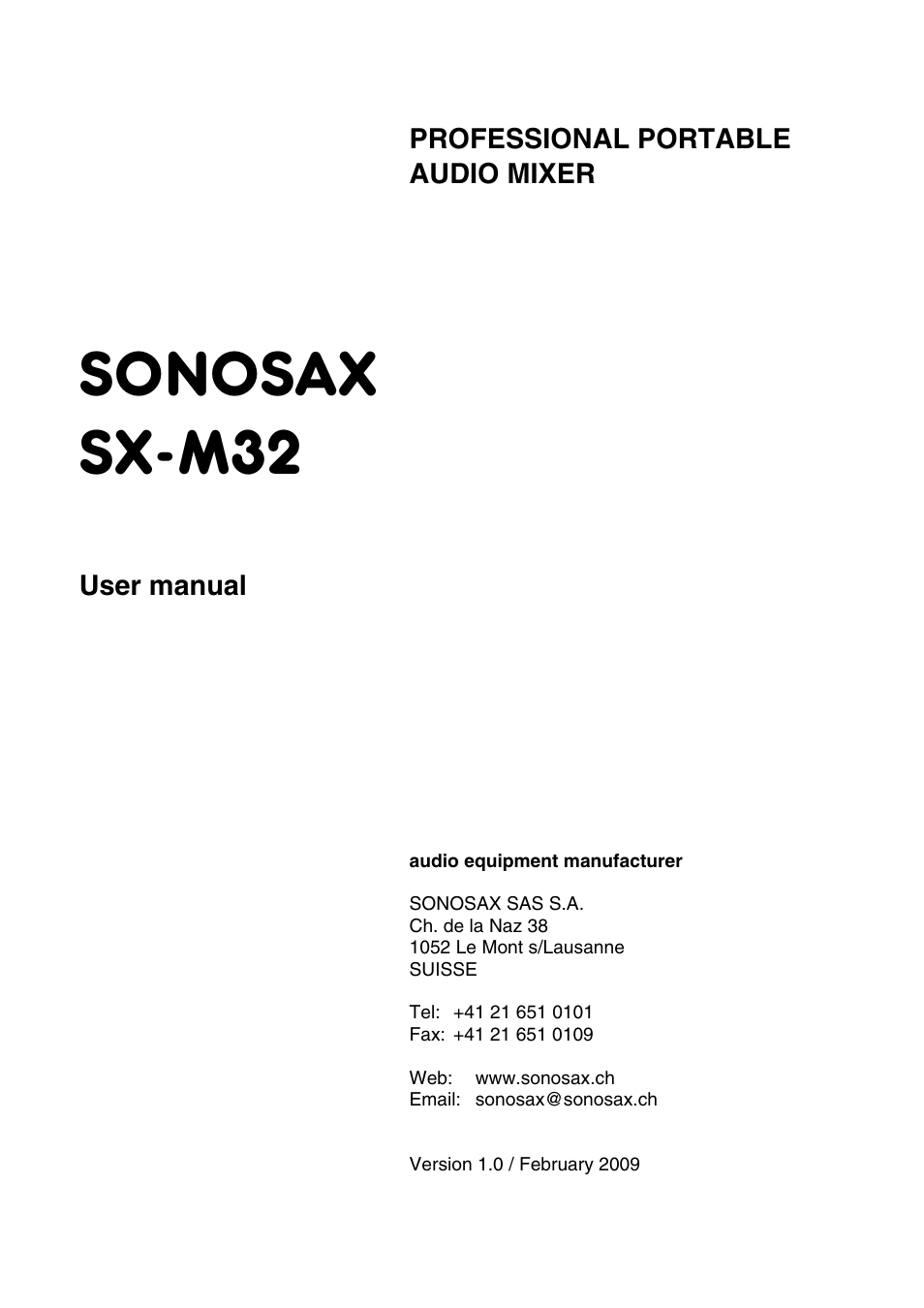 SONOSAX SX-M32 User Manual | 25 pages