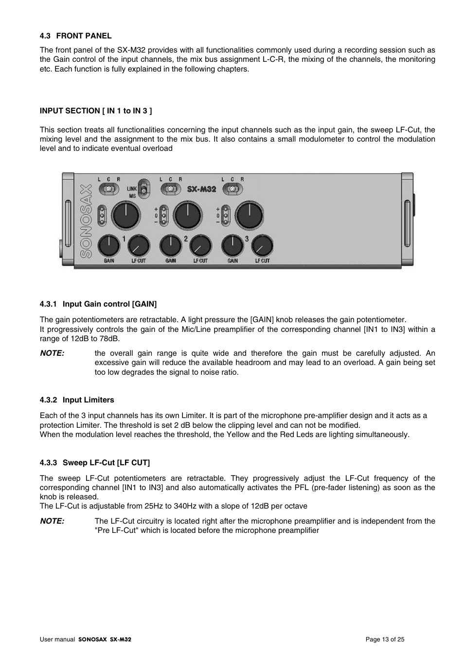 SONOSAX SX-M32 User Manual | Page 13 / 25
