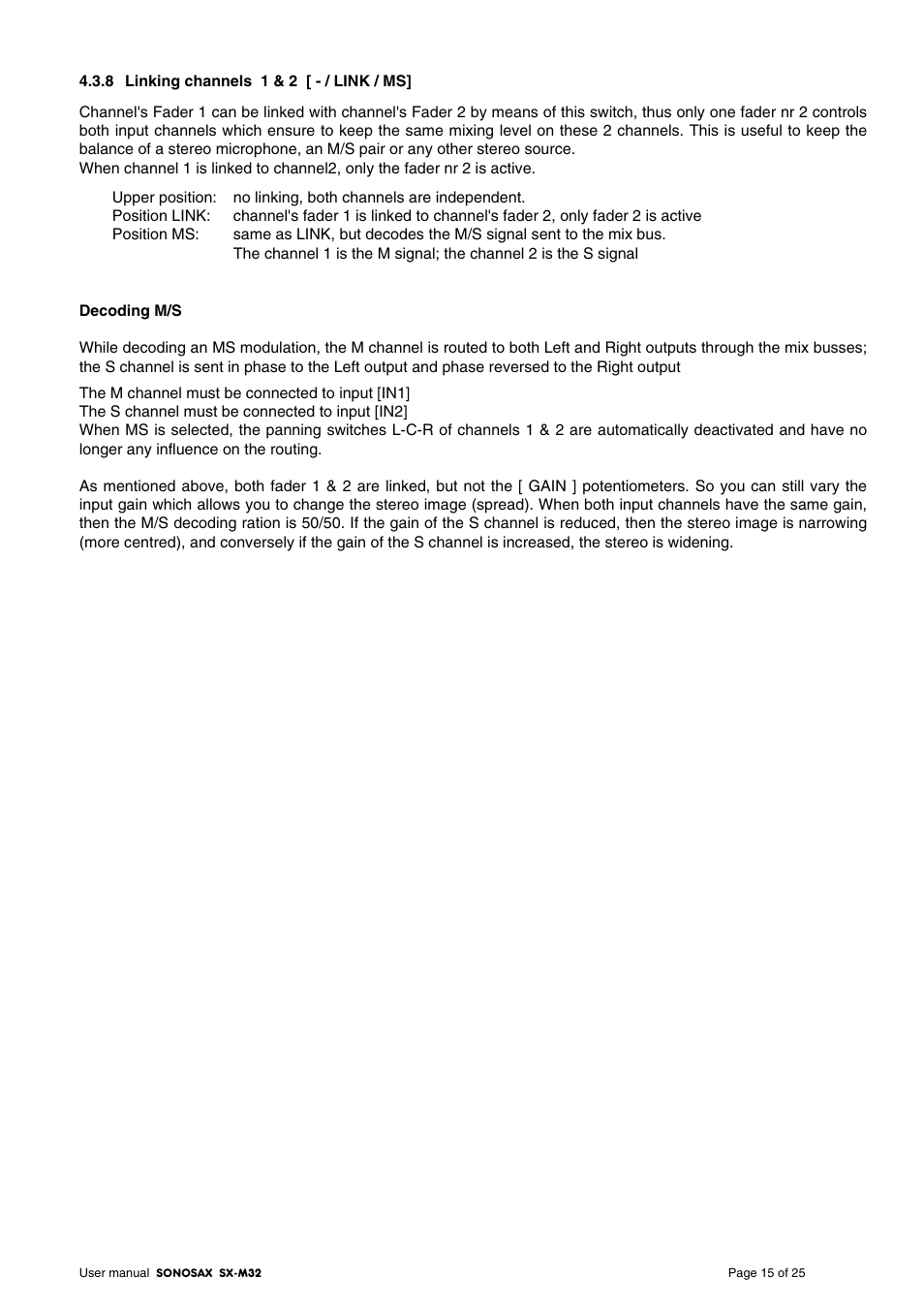 SONOSAX SX-M32 User Manual | Page 15 / 25