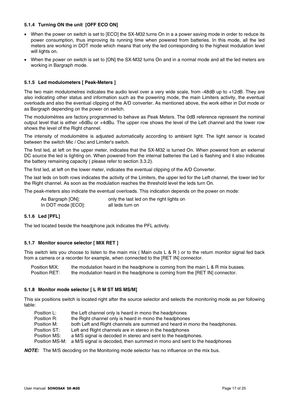 SONOSAX SX-M32 User Manual | Page 17 / 25