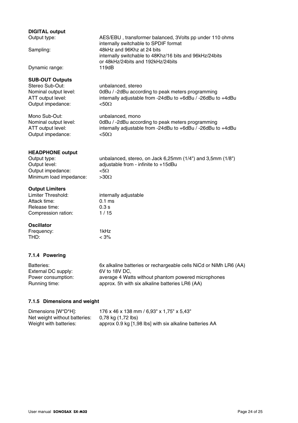 SONOSAX SX-M32 User Manual | Page 24 / 25