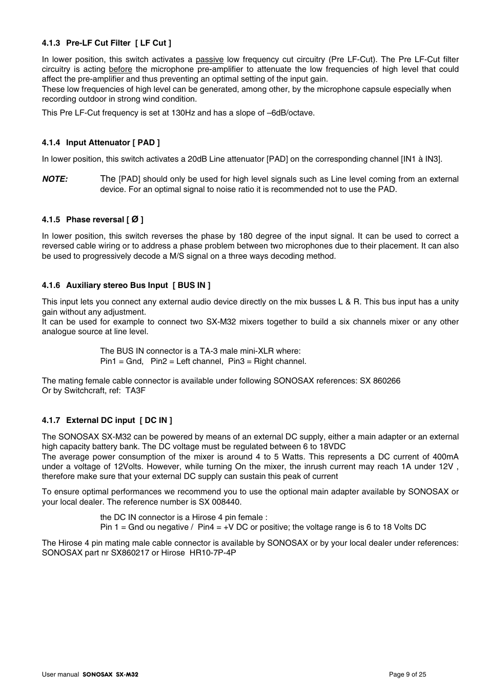 SONOSAX SX-M32 User Manual | Page 9 / 25