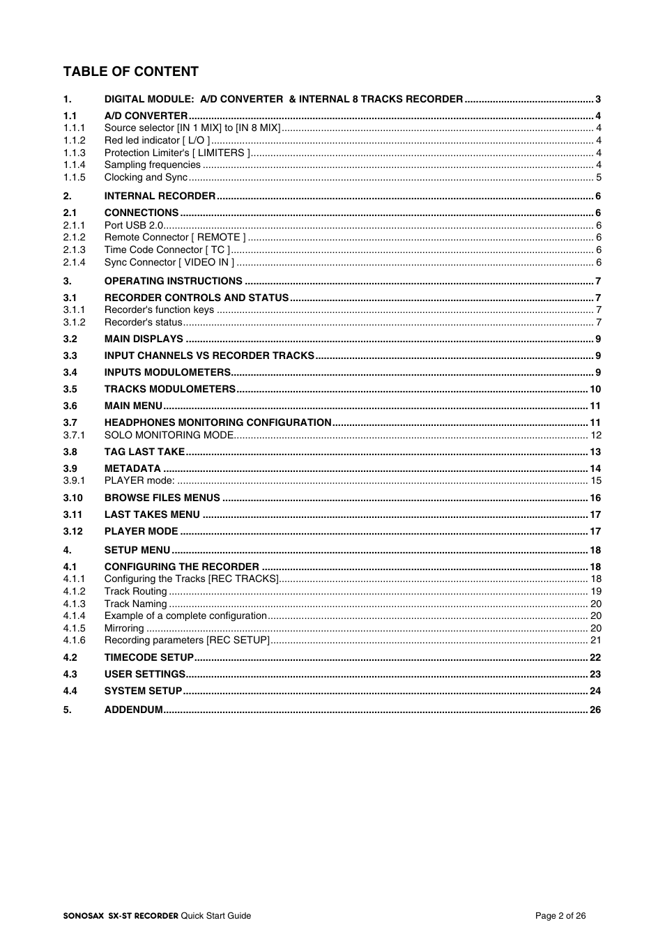 SONOSAX SX-VT Quick_Start User Manual | Page 2 / 26