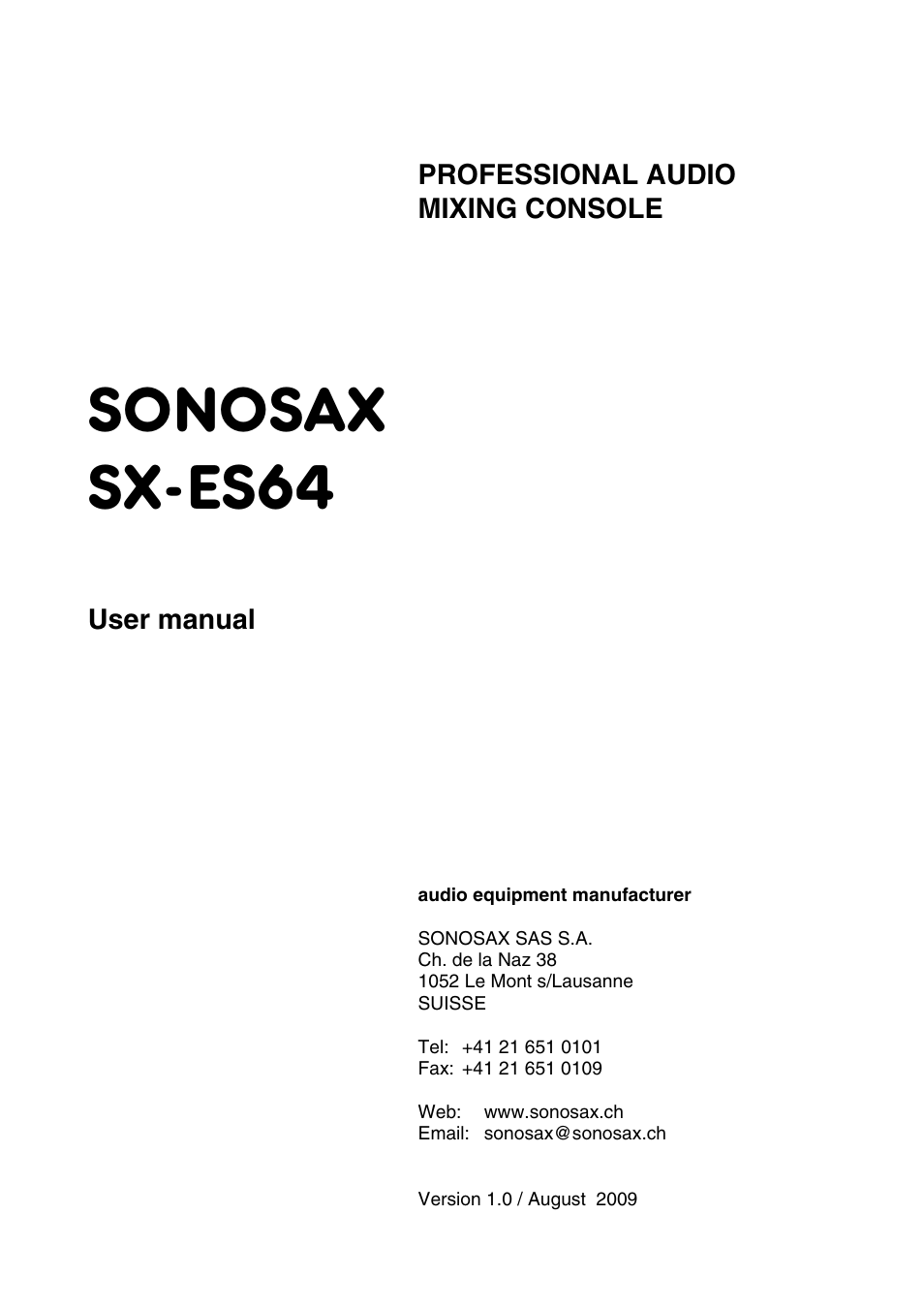 SONOSAX SX-ES64 User Manual | 27 pages