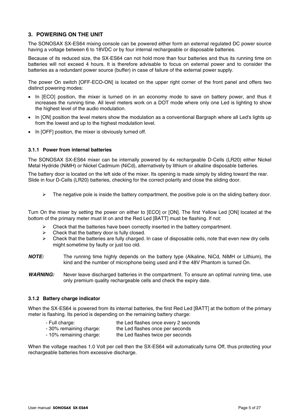 SONOSAX SX-ES64 User Manual | Page 5 / 27