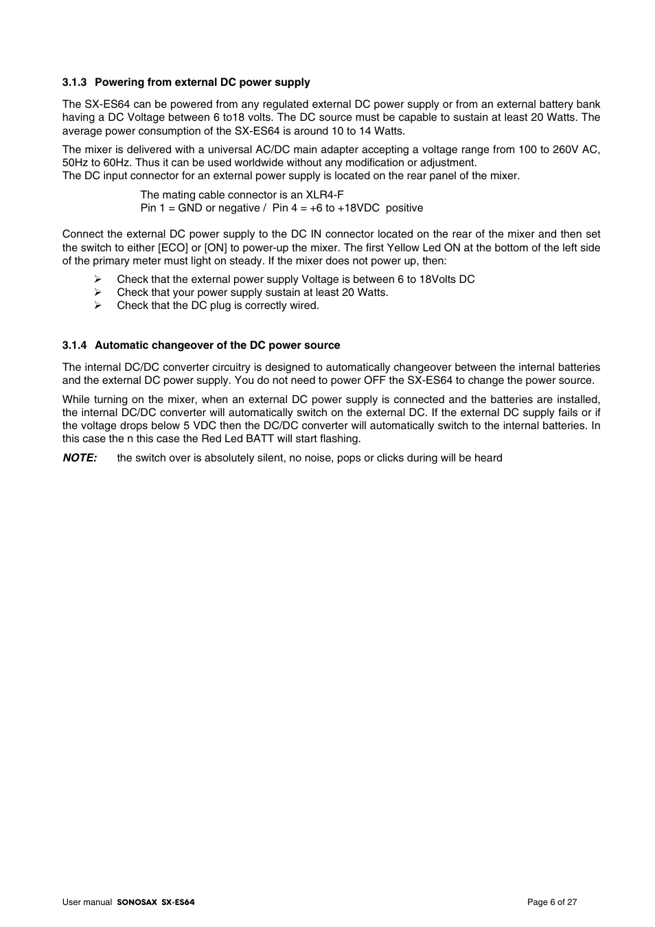 SONOSAX SX-ES64 User Manual | Page 6 / 27