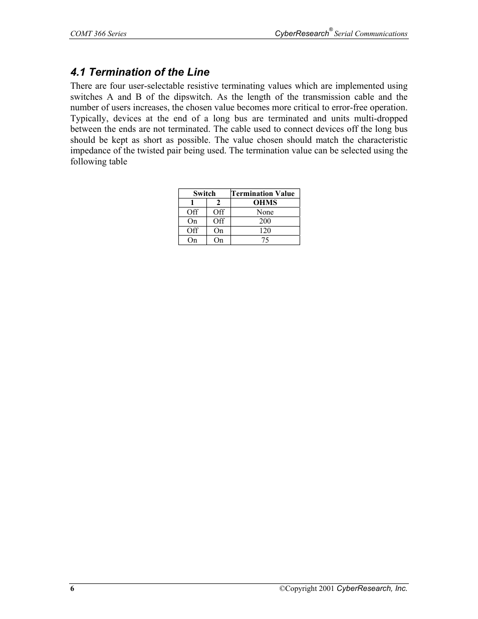 1 termination of the line | CyberResearch RS-232 User Manual | Page 14 / 24