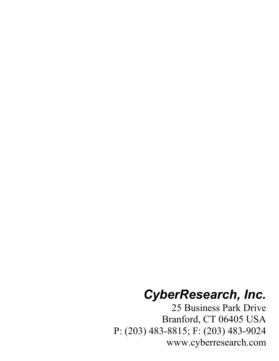 Cyberresearch, inc | CyberResearch RS-232 User Manual | Page 24 / 24