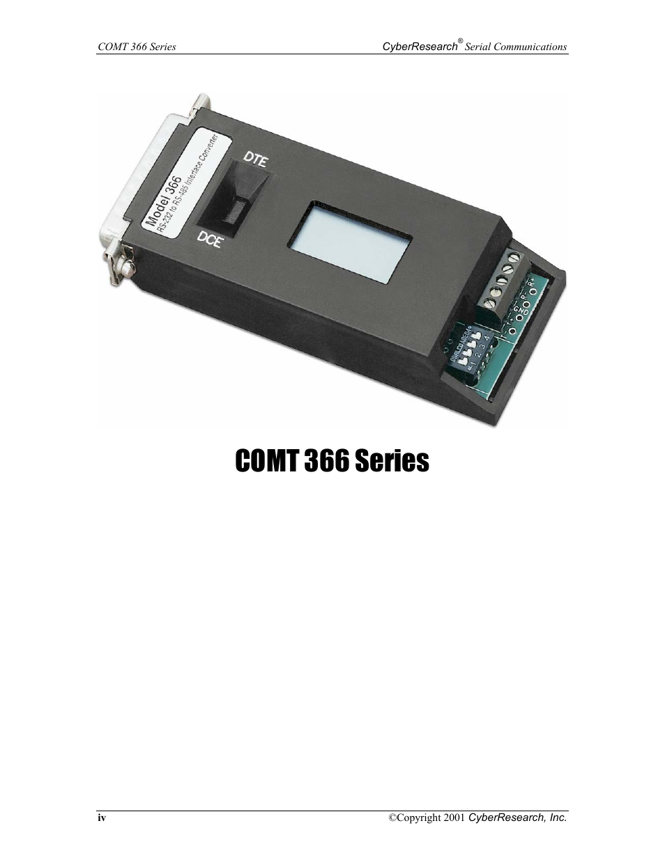 Comt 366 series | CyberResearch RS-232 User Manual | Page 6 / 24