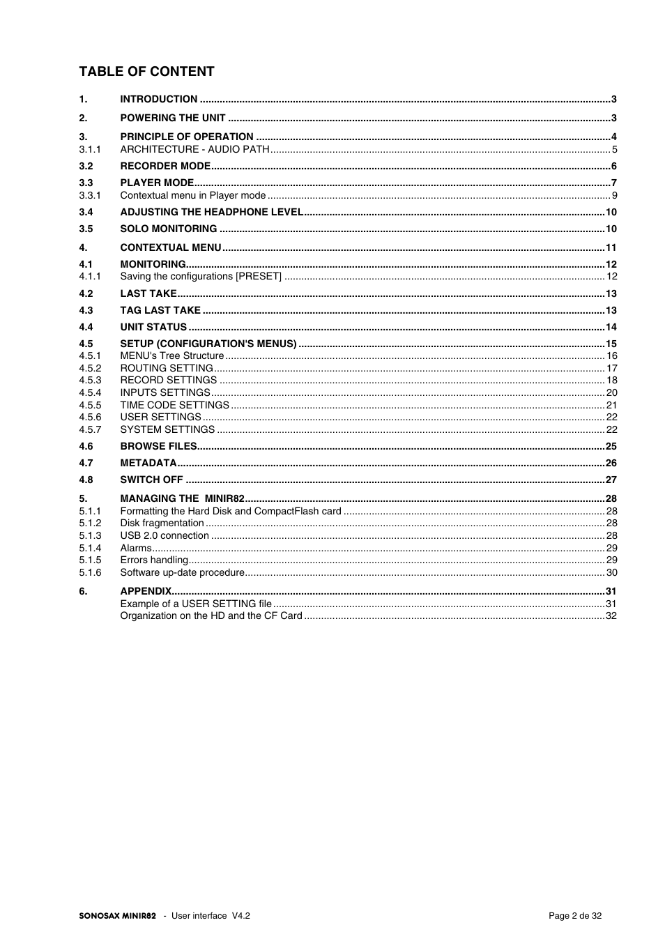SONOSAX MINIR82 User Manual | Page 2 / 32