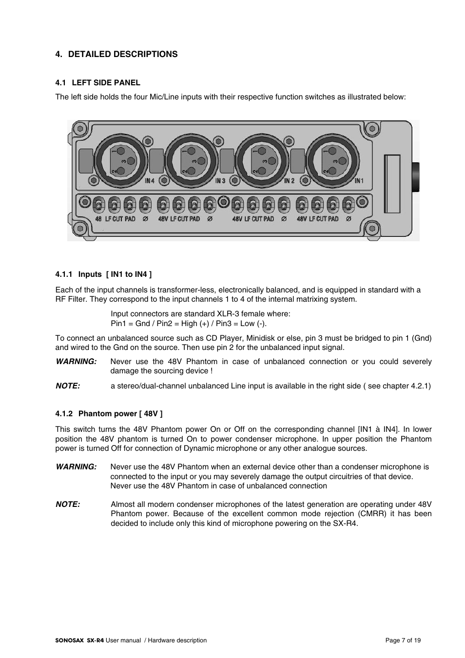 SONOSAX SX-R4 User Manual - Hardware Description User Manual | Page 7 / 19