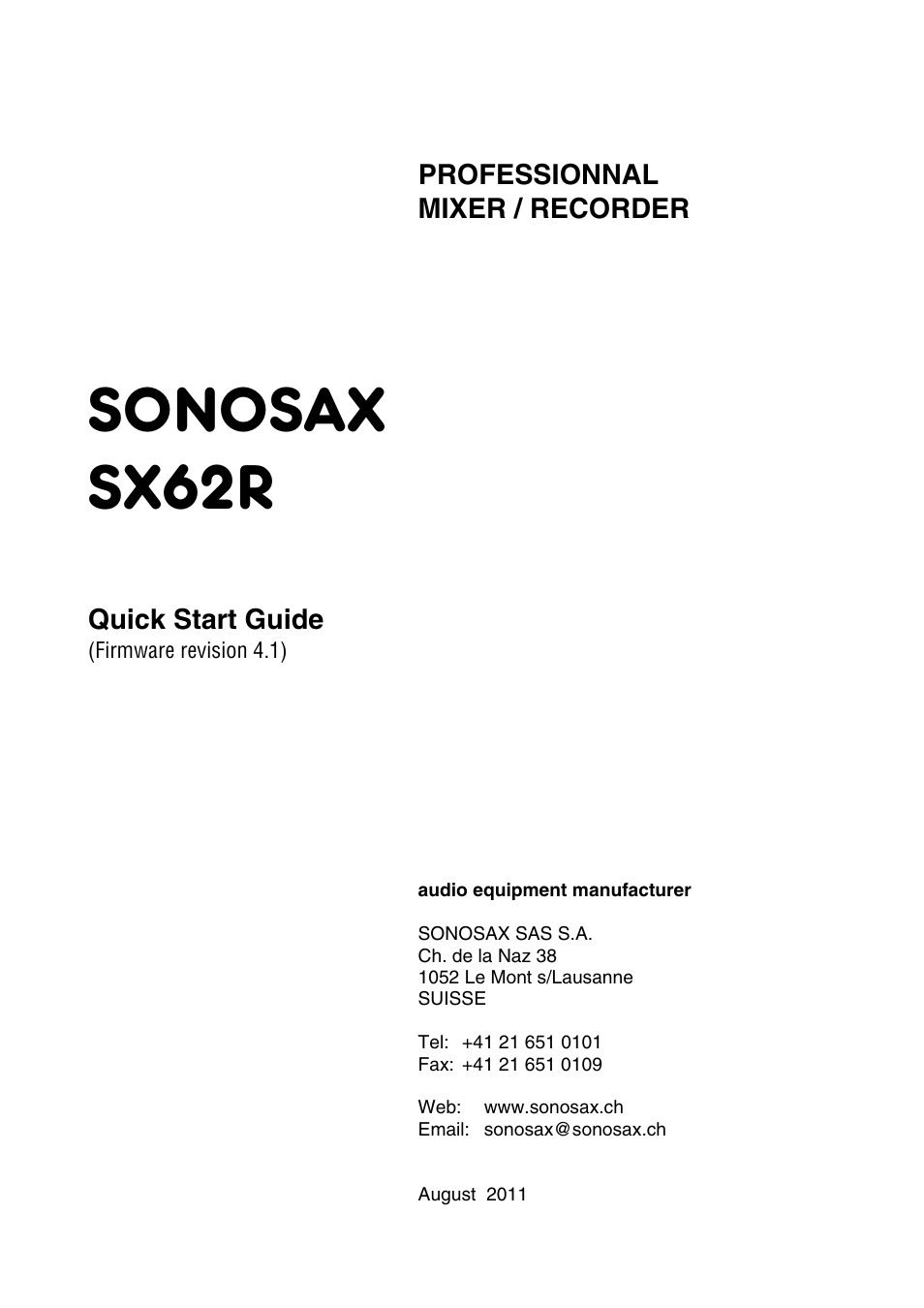 SONOSAX SX-62R Quick_Start User Manual | 34 pages