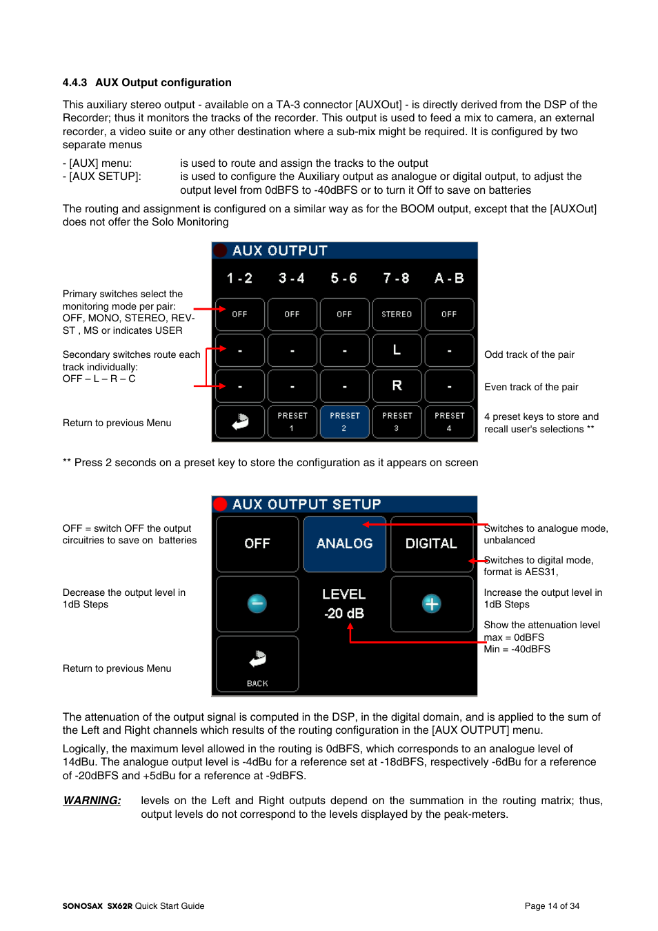 SONOSAX SX-62R Quick_Start User Manual | Page 14 / 34