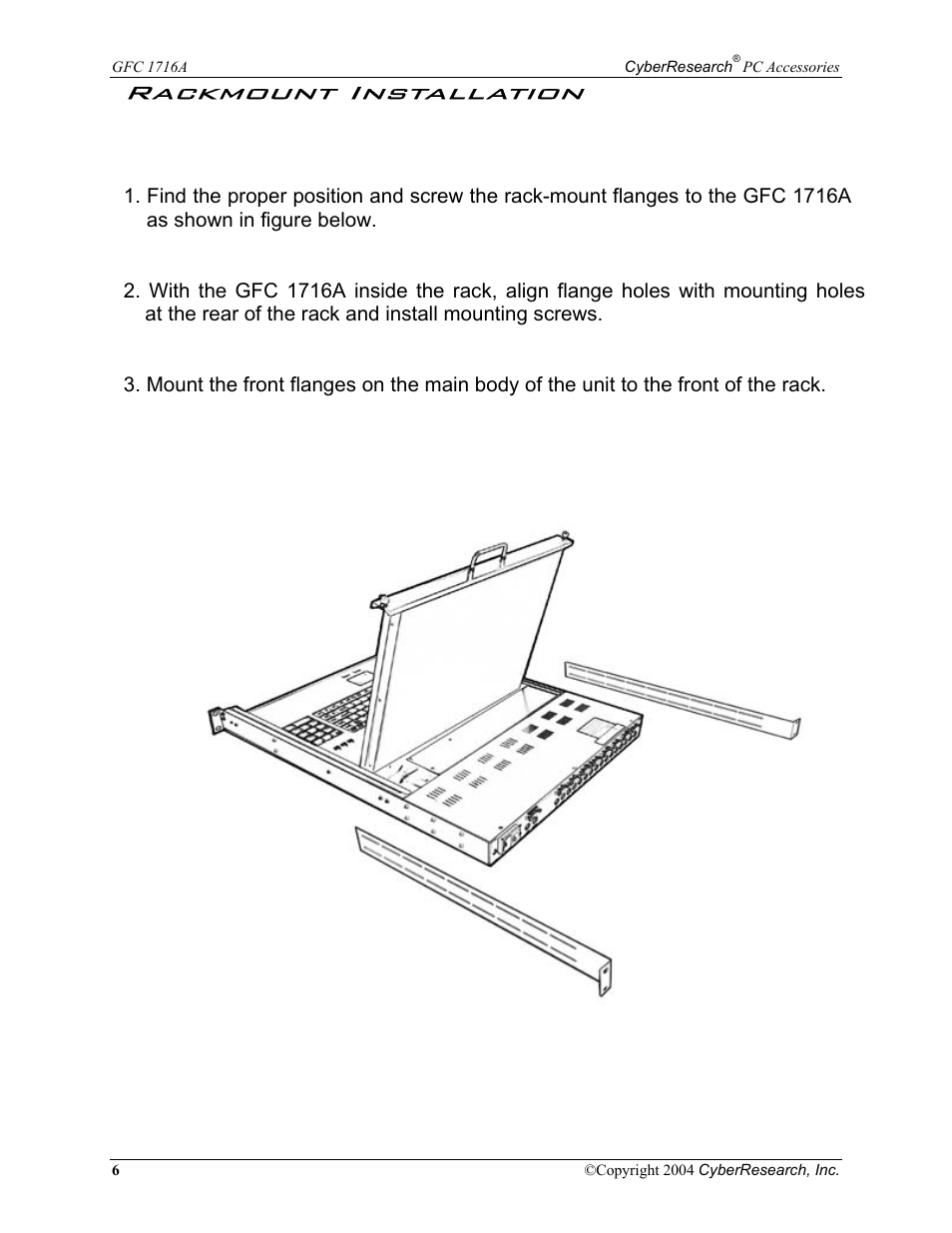 Rackmount installation | CyberResearch GFC 1716A User Manual | Page 12 / 40