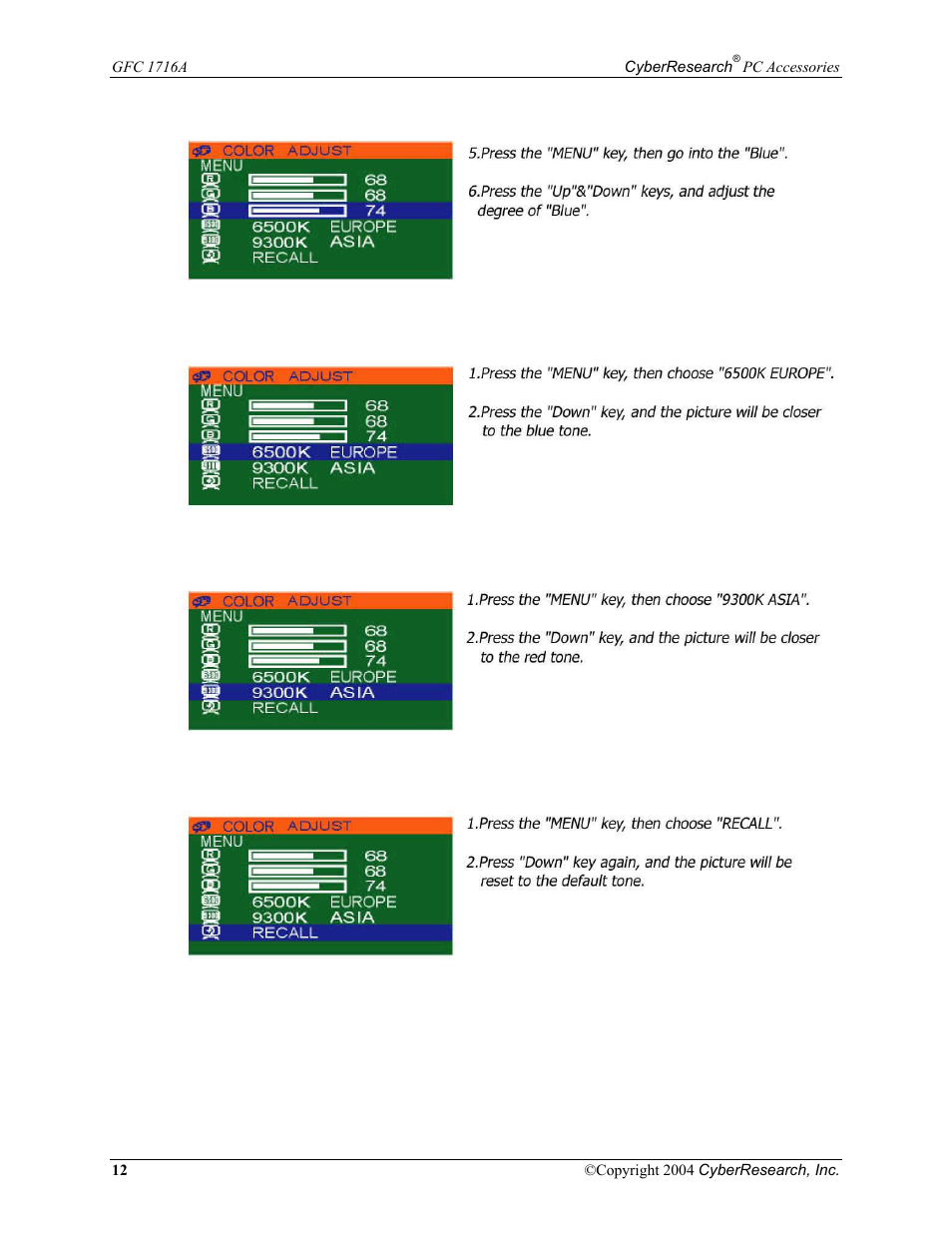 CyberResearch GFC 1716A User Manual | Page 18 / 40