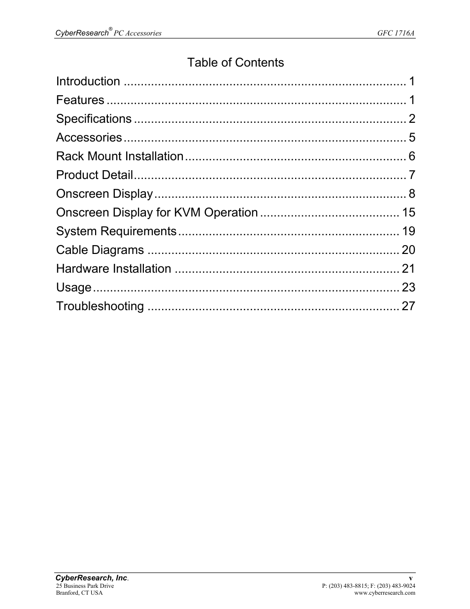 CyberResearch GFC 1716A User Manual | Page 5 / 40