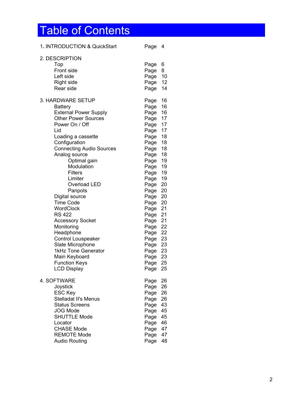 SONOSAX STELLADAT II User Manual | Page 2 / 93