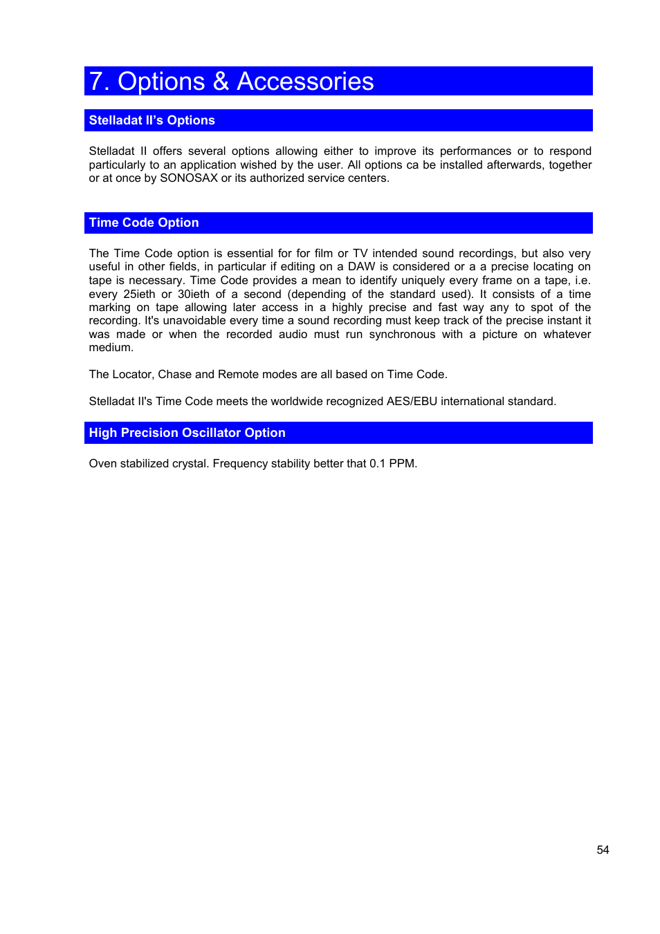 Options & accessories | SONOSAX STELLADAT II User Manual | Page 54 / 93