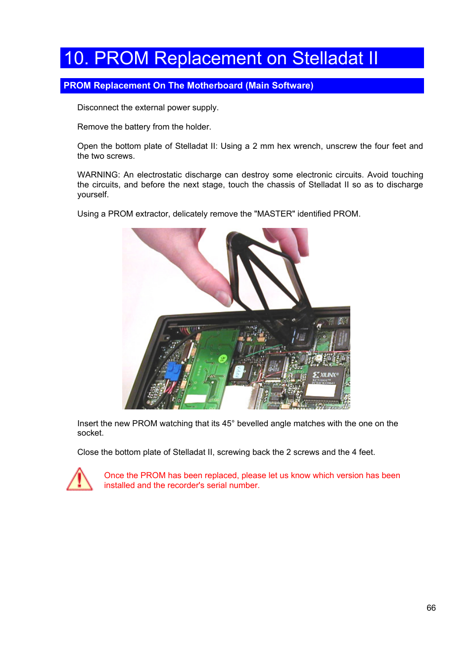 Prom replacement on stelladat ii | SONOSAX STELLADAT II User Manual | Page 66 / 93