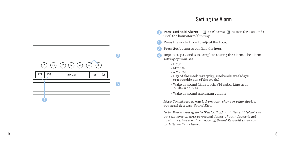 Setting the alarm | SoundFreaq SFQ-08 User Manual | Page 8 / 19