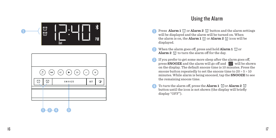 Using the alarm | SoundFreaq SFQ-08 User Manual | Page 9 / 19