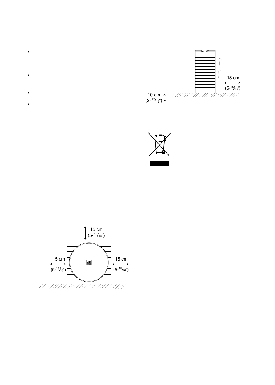 Caution - proper installation, Caution - proper ventilation, Front view | Side view, Information for users on disposal of old equipment | SoundFreaq SFQ-07 User Manual | Page 4 / 20