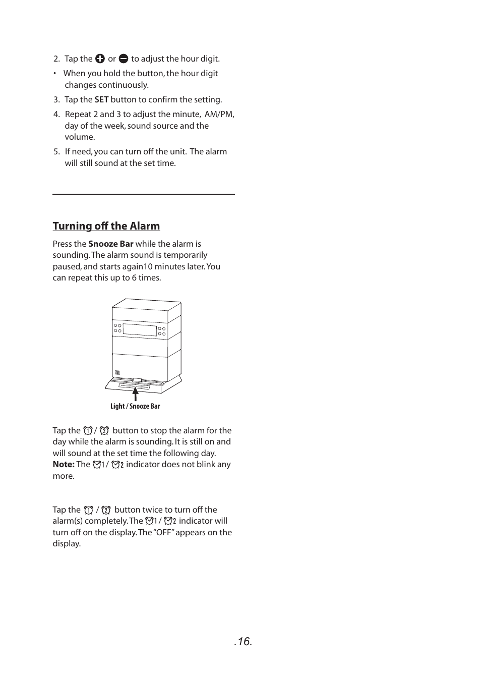 Turning off the alarm | SoundFreaq SFQ-05 User Manual | Page 17 / 20