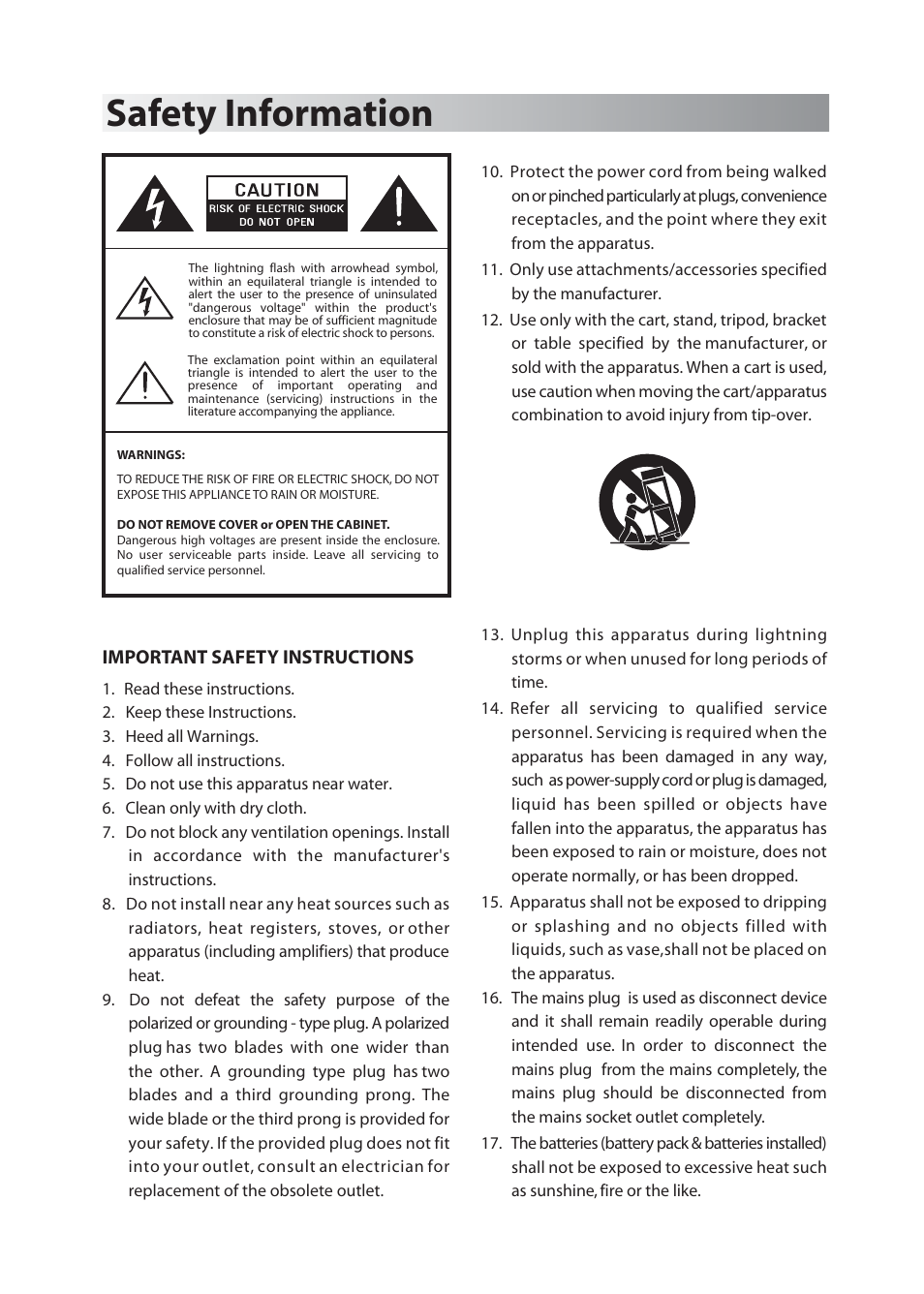 Safety information, Important safety instructions | SoundFreaq SFQ-04 User Manual | Page 2 / 16
