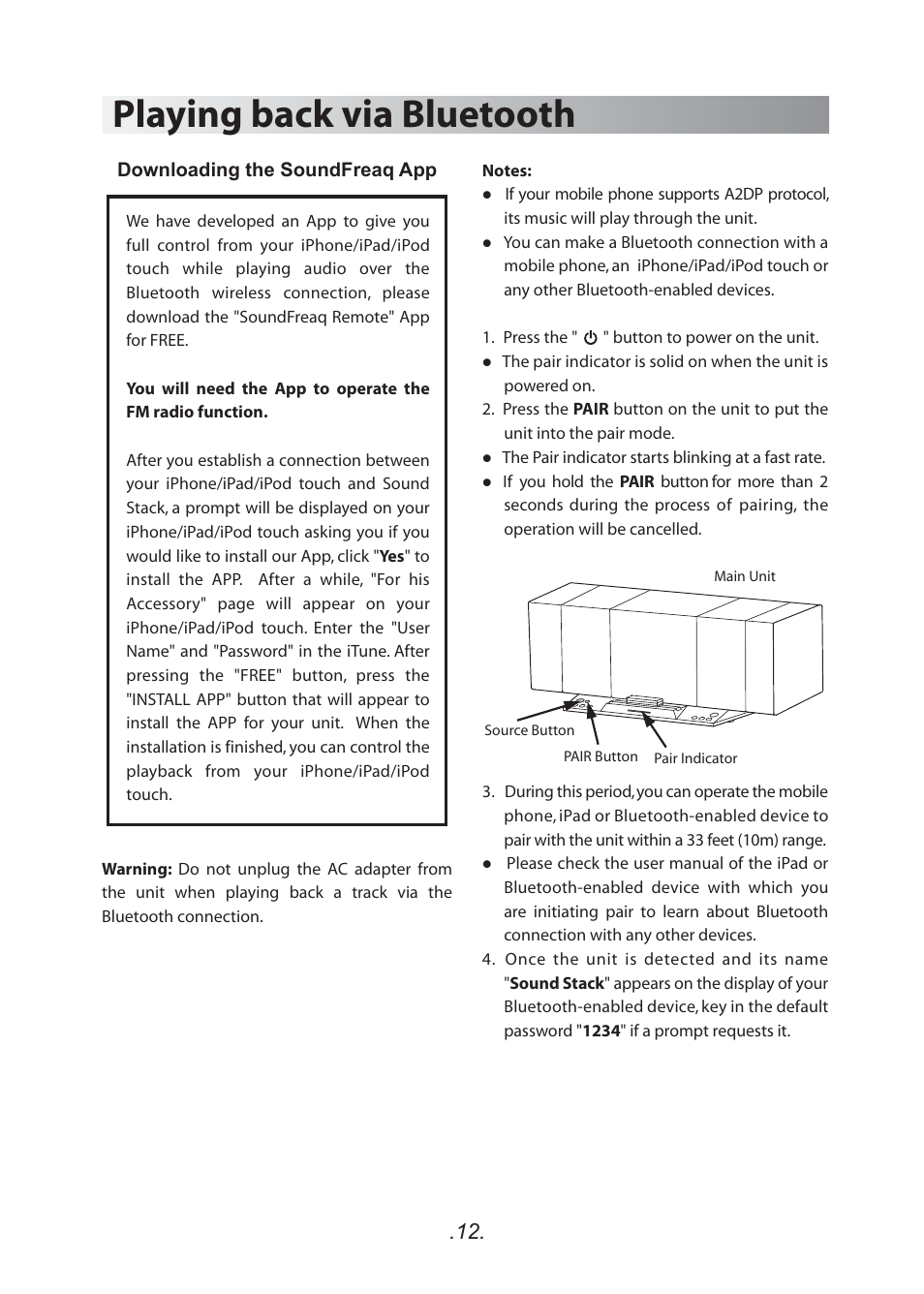 Playing back via bluetooth | SoundFreaq SFQ-03 User Manual | Page 13 / 20