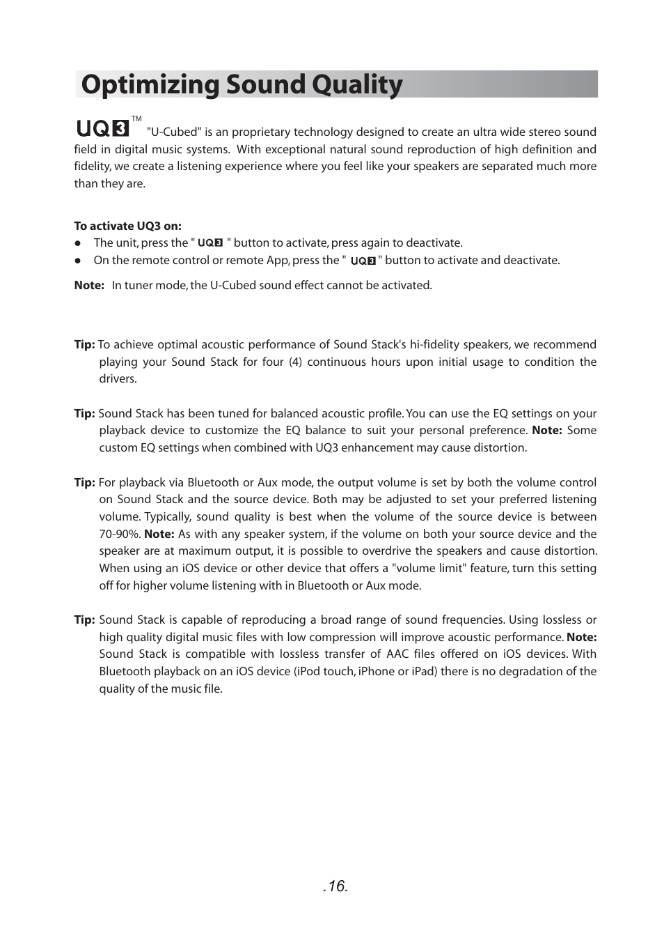 Optimizing sound quality | SoundFreaq SFQ-03 User Manual | Page 17 / 20