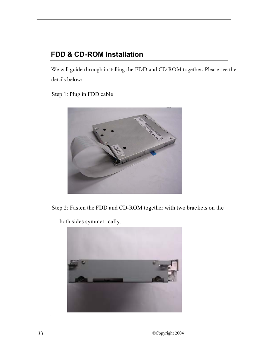 Fdd & cd-rom installation | CyberResearch FPC 1702-P24 User Manual | Page 42 / 81