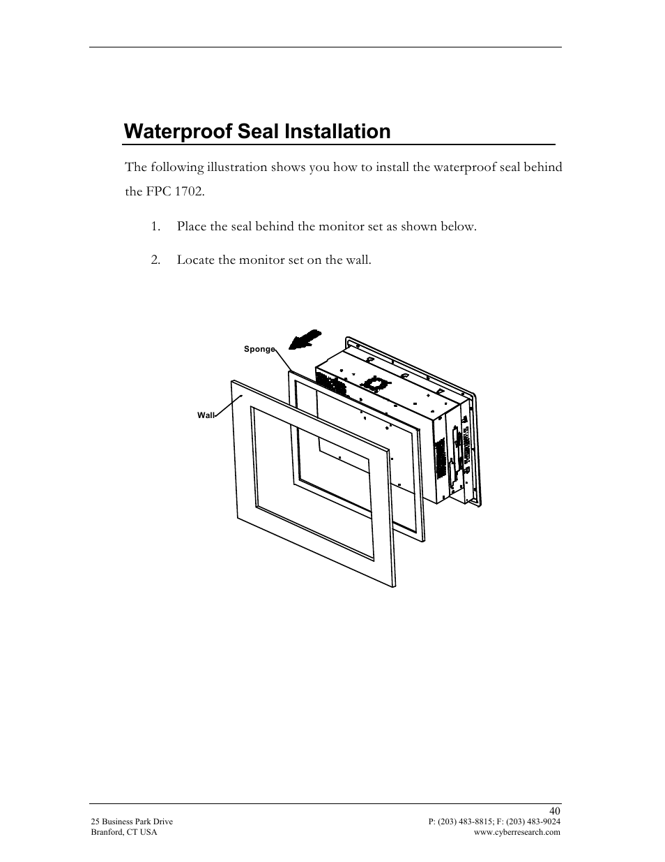 Waterproof seal installation | CyberResearch FPC 1702-P24 User Manual | Page 49 / 81
