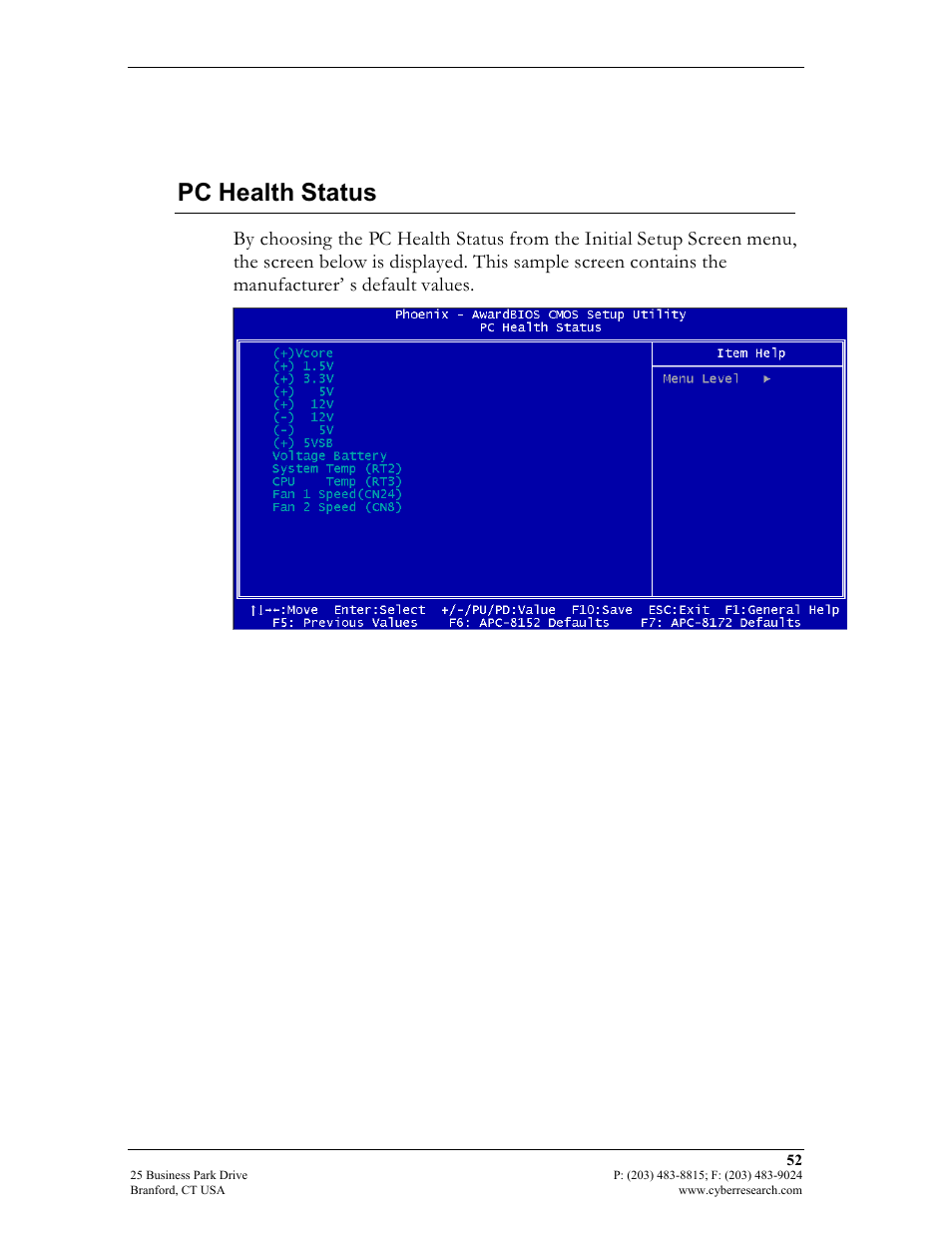 Pc health status | CyberResearch FPC 1702-P24 User Manual | Page 61 / 81