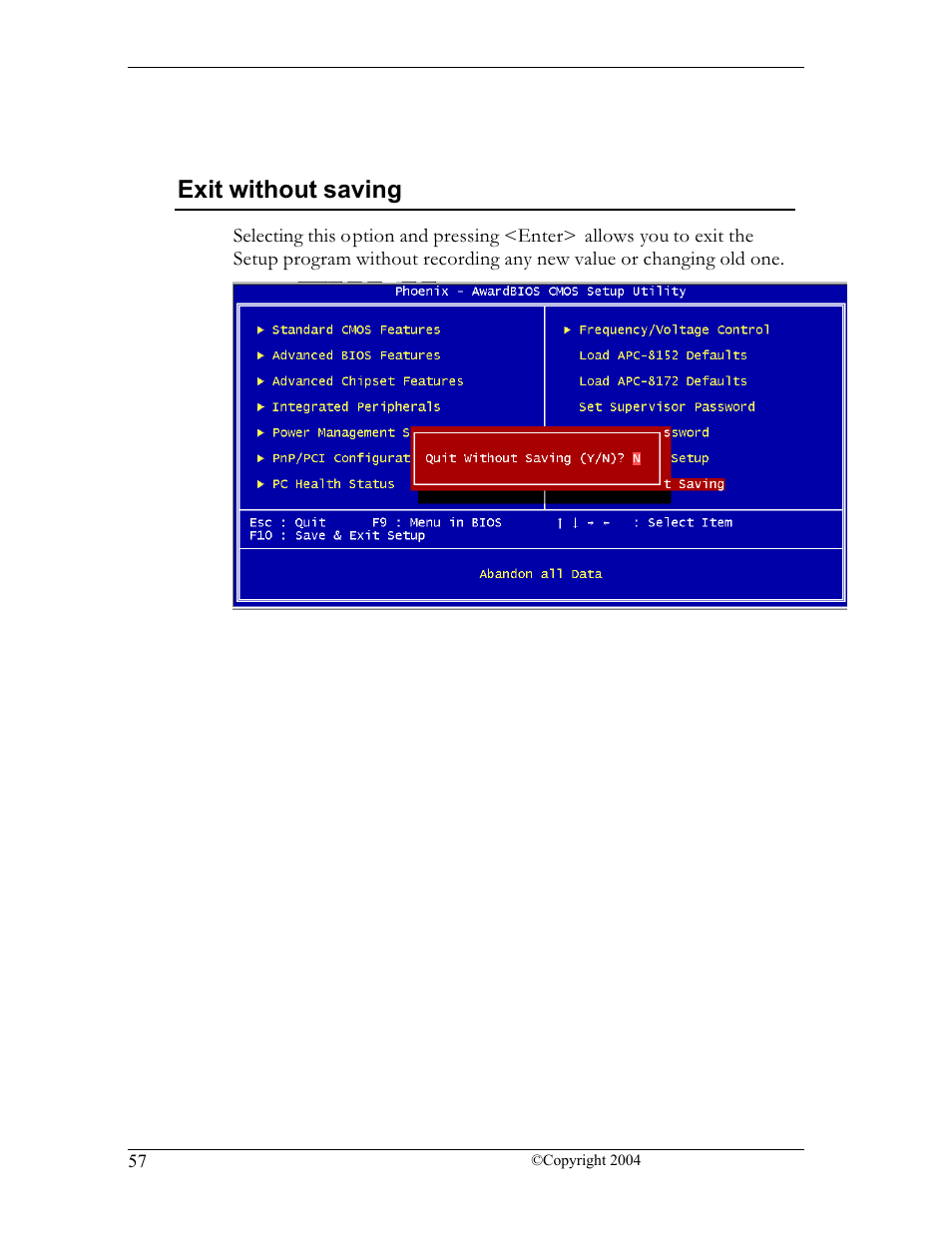 Exit without saving | CyberResearch FPC 1702-P24 User Manual | Page 66 / 81